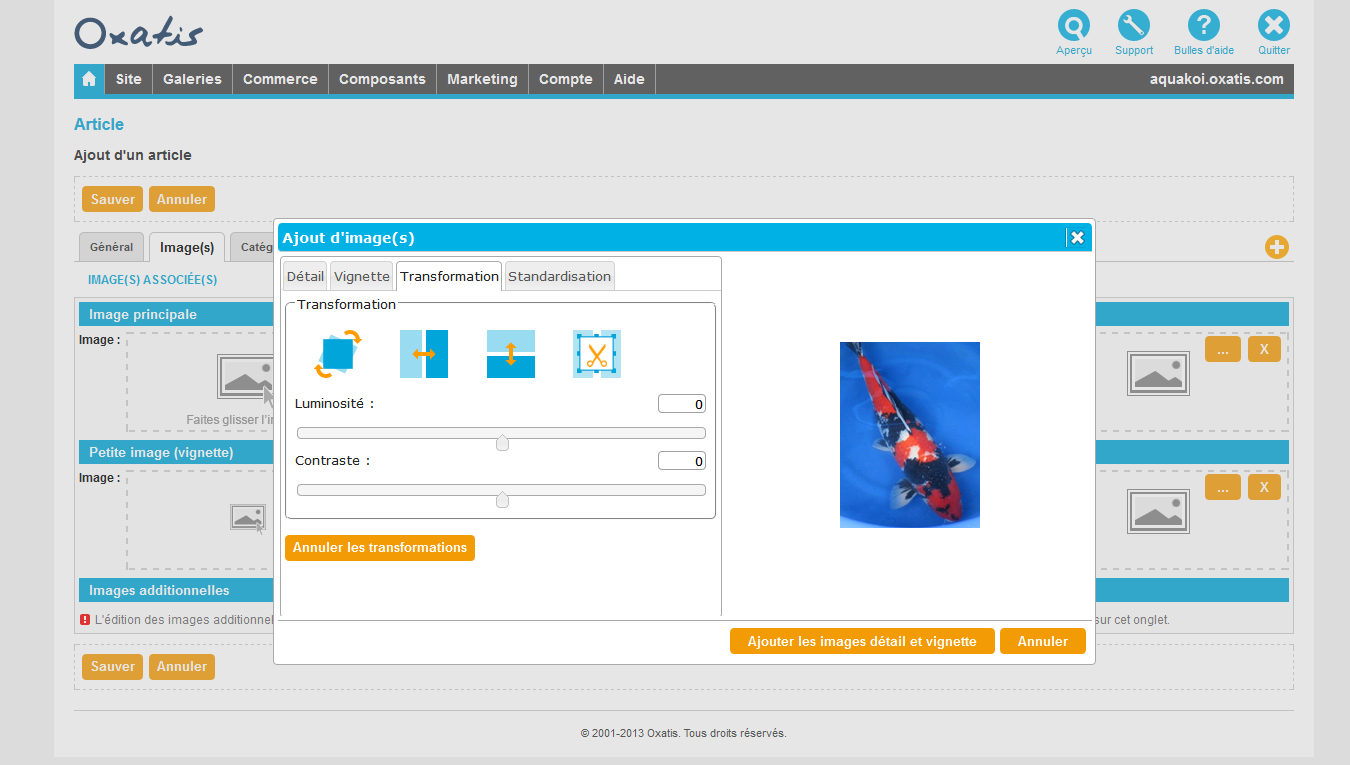 Transformation de votre image directement dans Oxatis